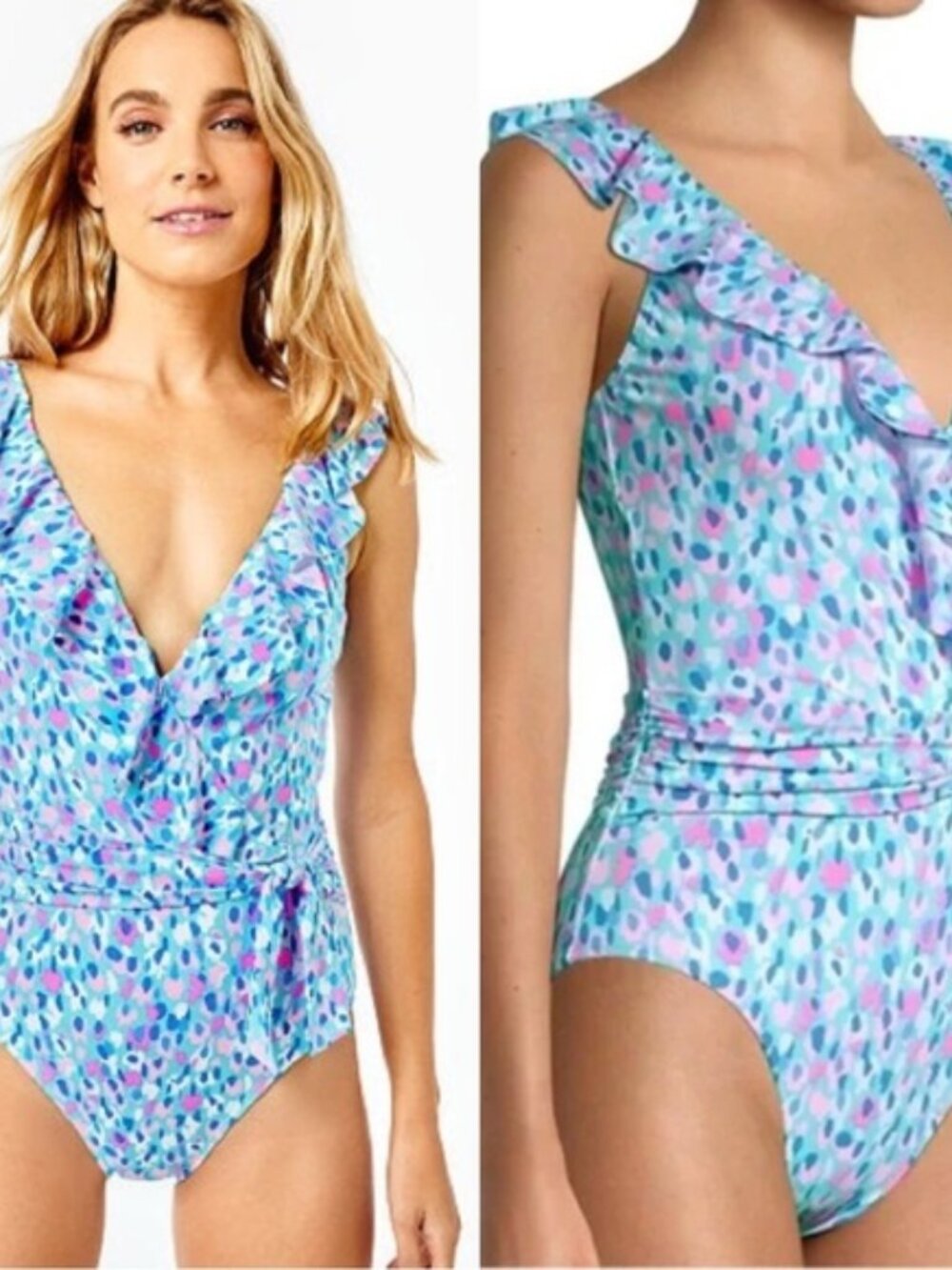 Lilly Pulitzer | Delphie One-Piece Swimsuit Blue Ibiza Hottie Dottie | Size 14